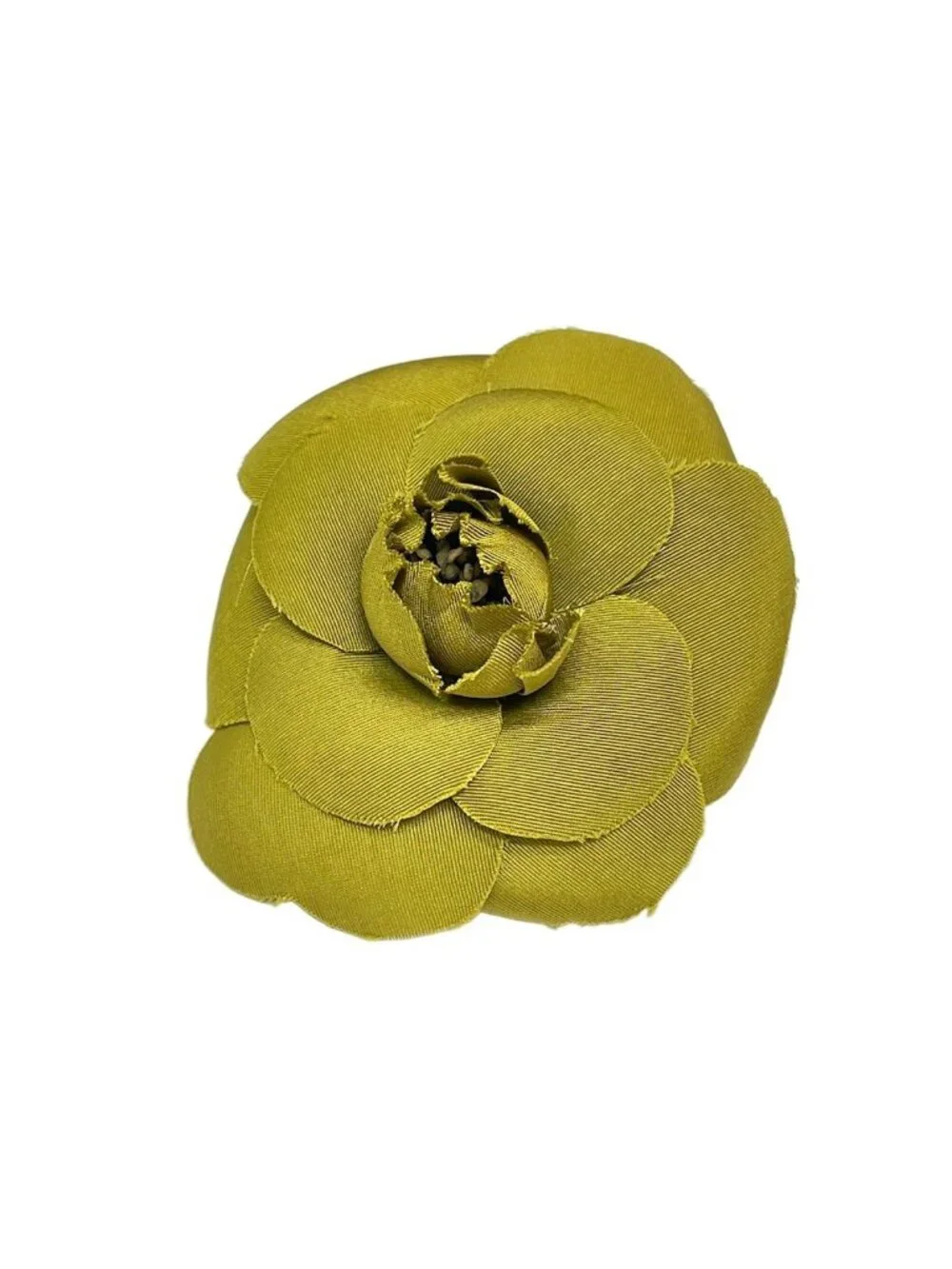 Chanel Corsage Camellia Yellow Green Brooch